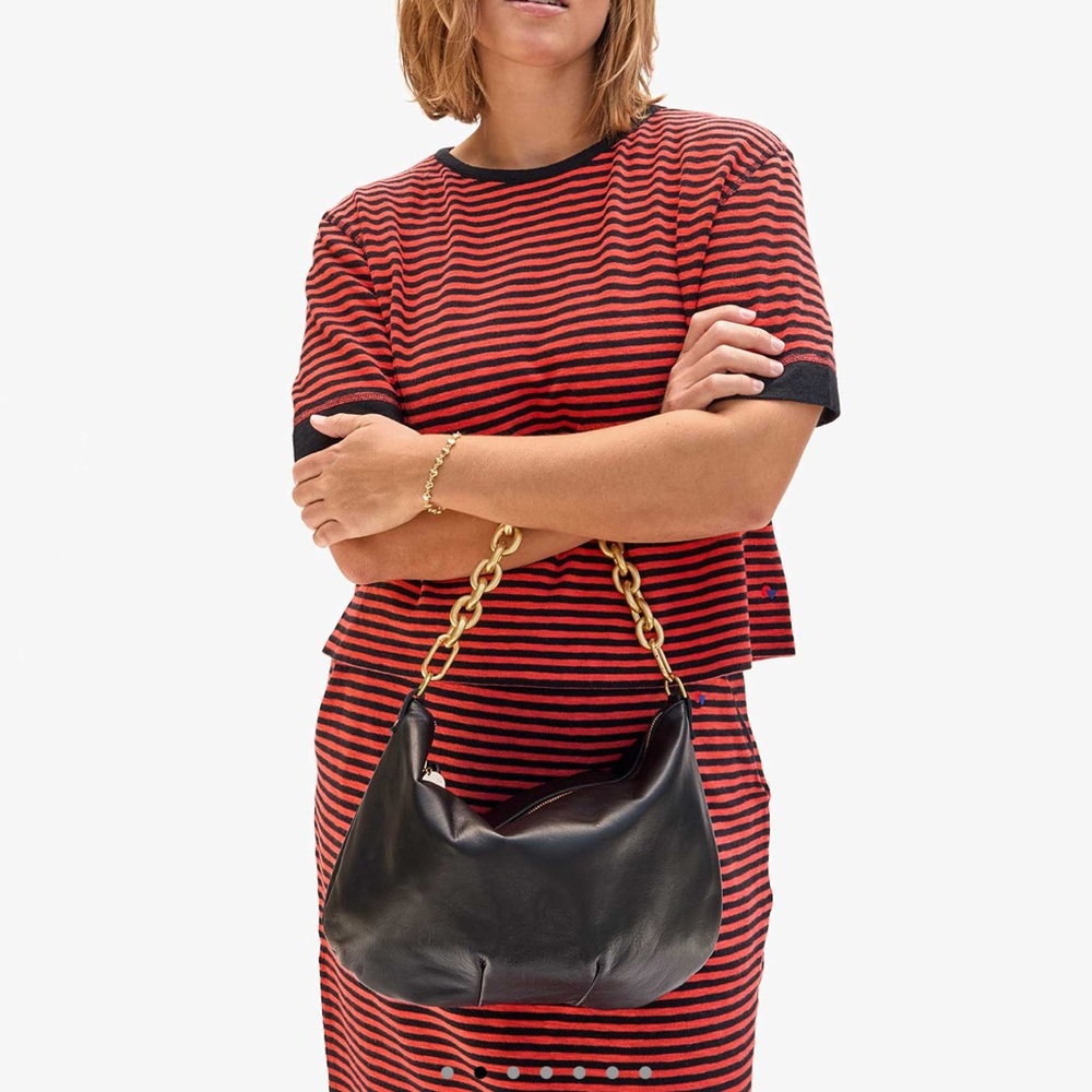 Clare V. Moyen Messenger Black Leather EUC